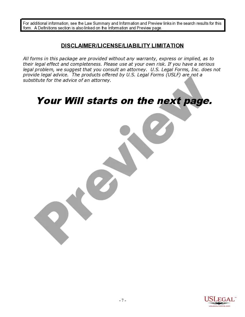 Preview Last Will and Testament for a Widow or Widower with Adult Children
