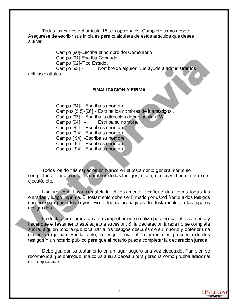 Get Formulario Legal de Última Voluntad y Testamento para Persona Divorciada y Recasada con Hijos Míos, Tuyos y Nuestros Preview Formulario Legal de Última Voluntad y Testamento para Persona Divorciada y Recasada con Hijos Míos, Tuyos y Nuestros