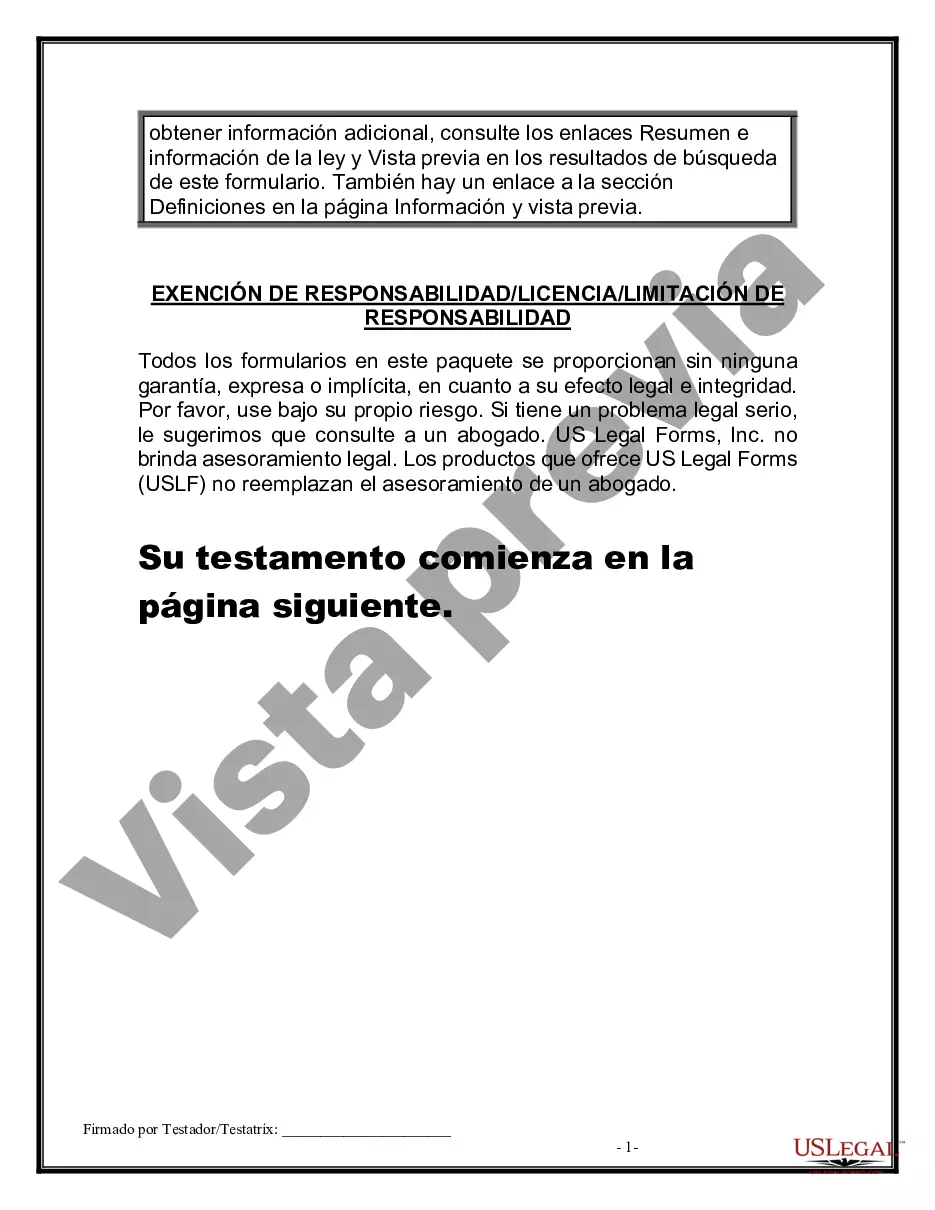 Get Formulario Legal de Última Voluntad y Testamento para Persona Divorciada y Recasada con Hijos Míos, Tuyos y Nuestros Preview Formulario Legal de Última Voluntad y Testamento para Persona Divorciada y Recasada con Hijos Míos, Tuyos y Nuestros