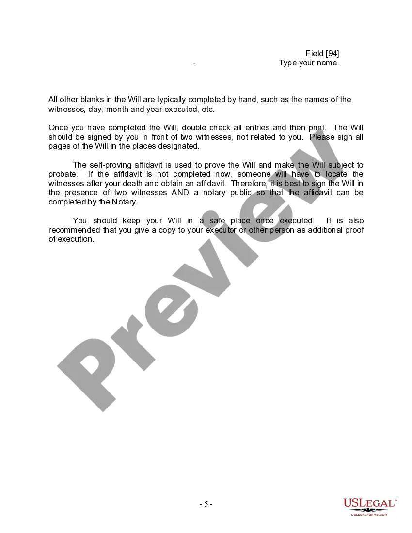 Preview Last Will and Testament for Divorced and Remarried Person with Mine, Yours and Ours Children