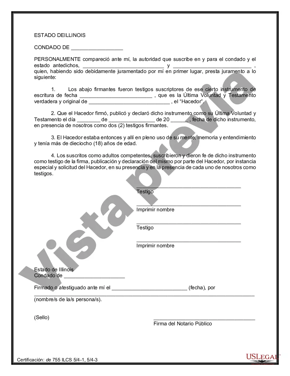 Preview Último testamento legal y formulario de testamento con todos los bienes en fideicomiso llamado testamento invertido
