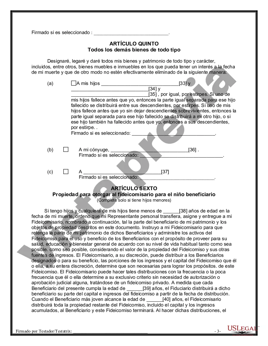 Preview Última voluntad y testamento para otras personas