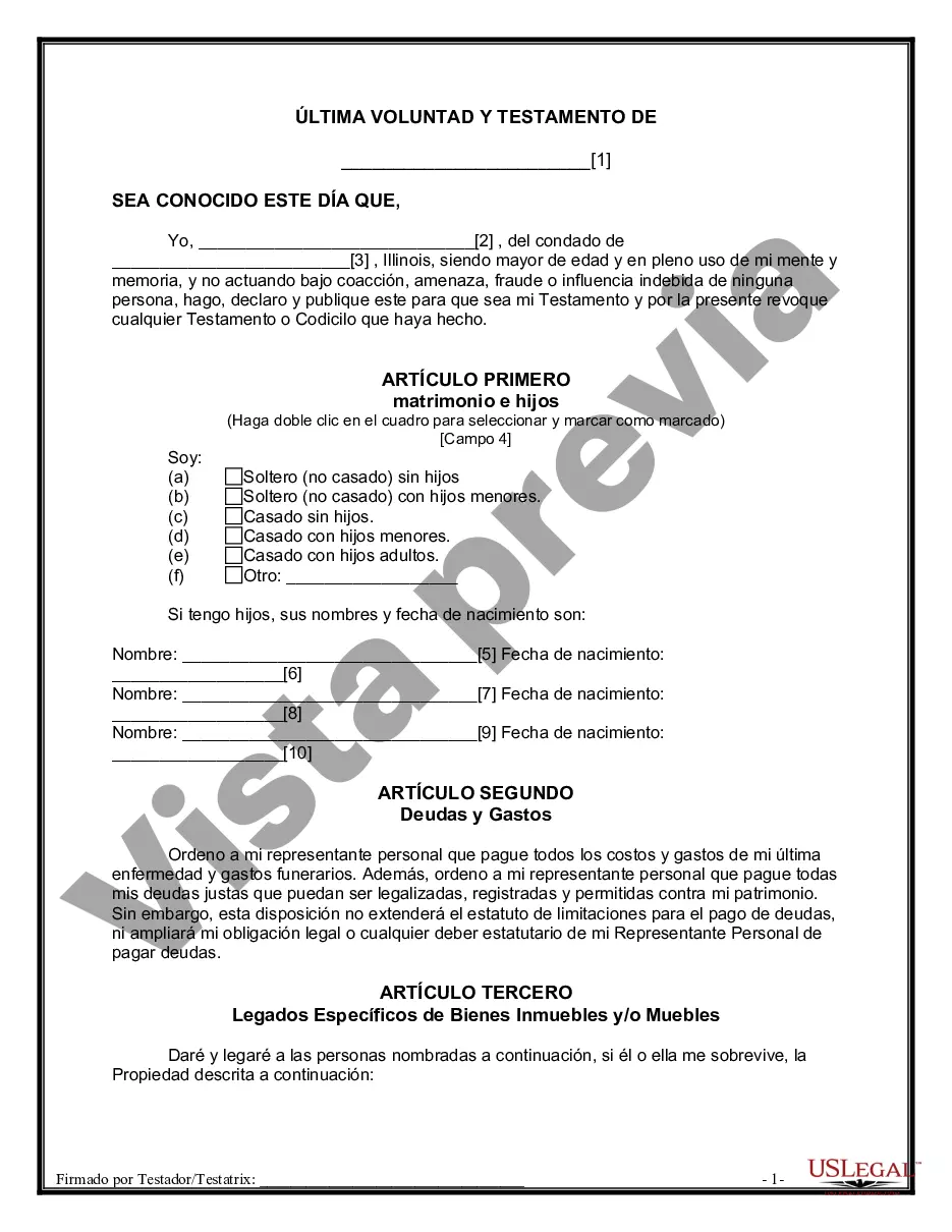 Preview Última voluntad y testamento para otras personas