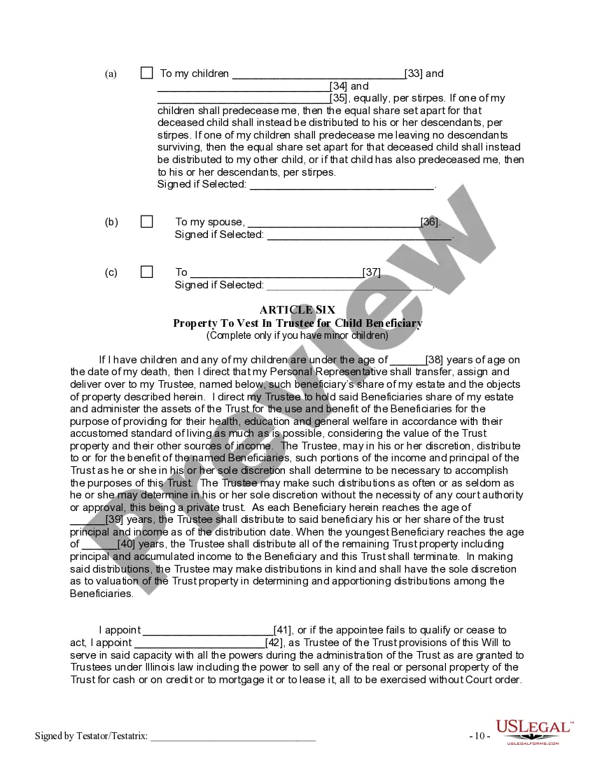 Preview Last Will and Testament for other Persons