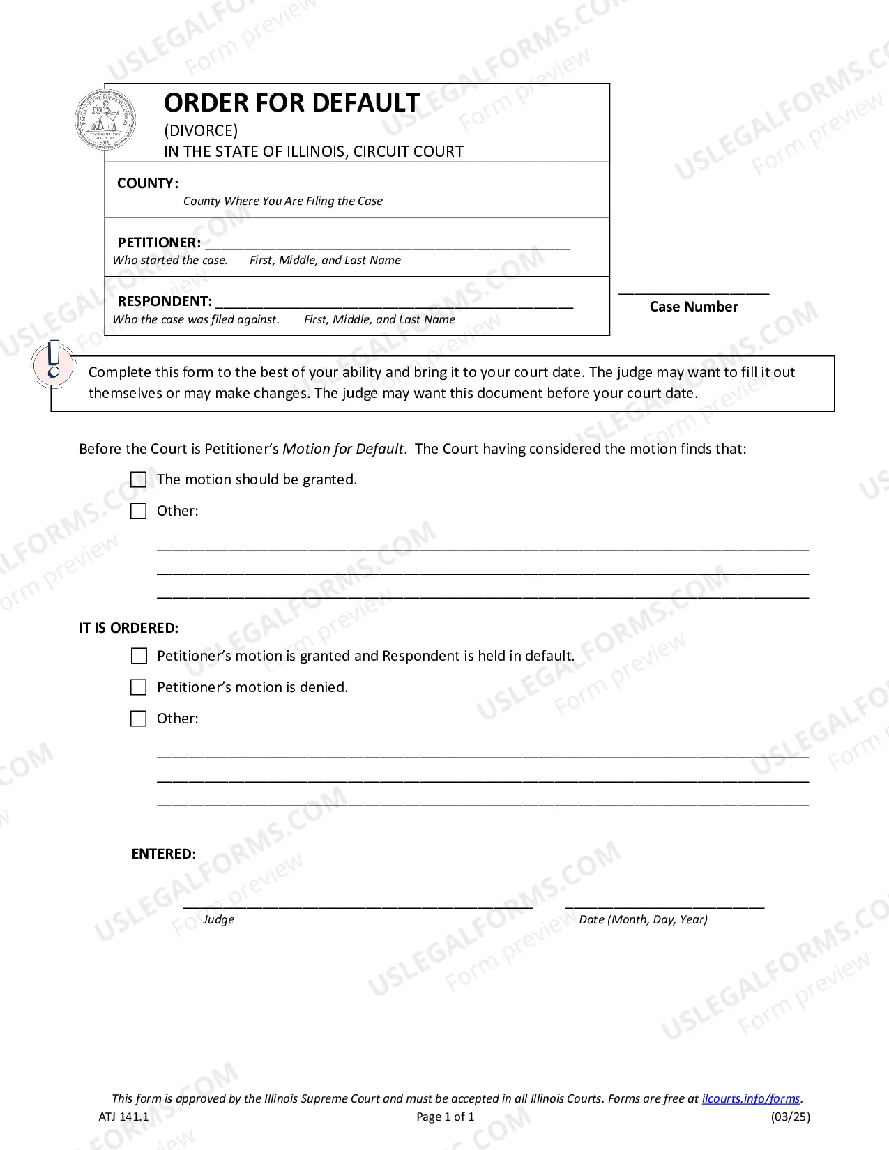 Preview Order for Default