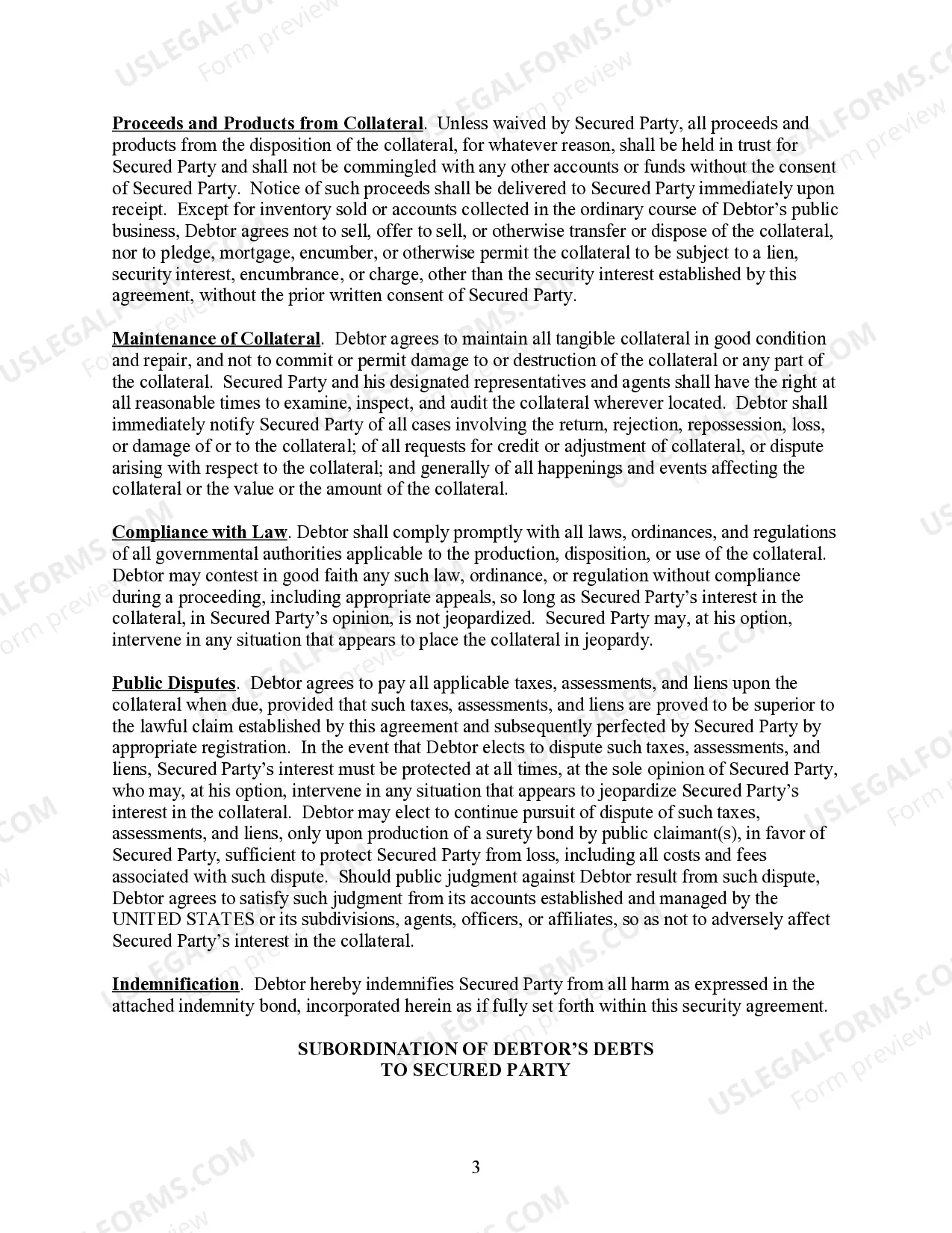 Preview Commercial Security Agreement