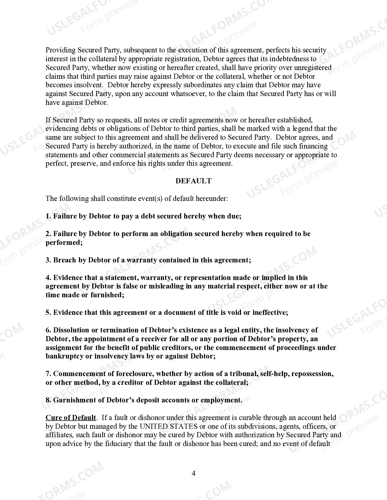 Preview Commercial Security Agreement
