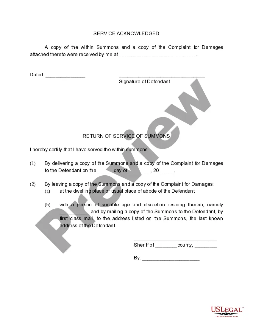 Preview Summons and Service of Process