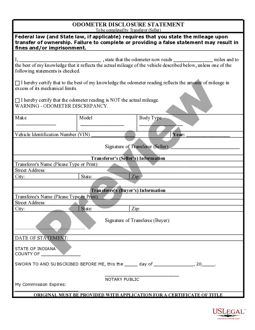 Get Bill of Sale of Automobile and Odometer Statement Preview Bill of Sale of Automobile and Odometer Statement