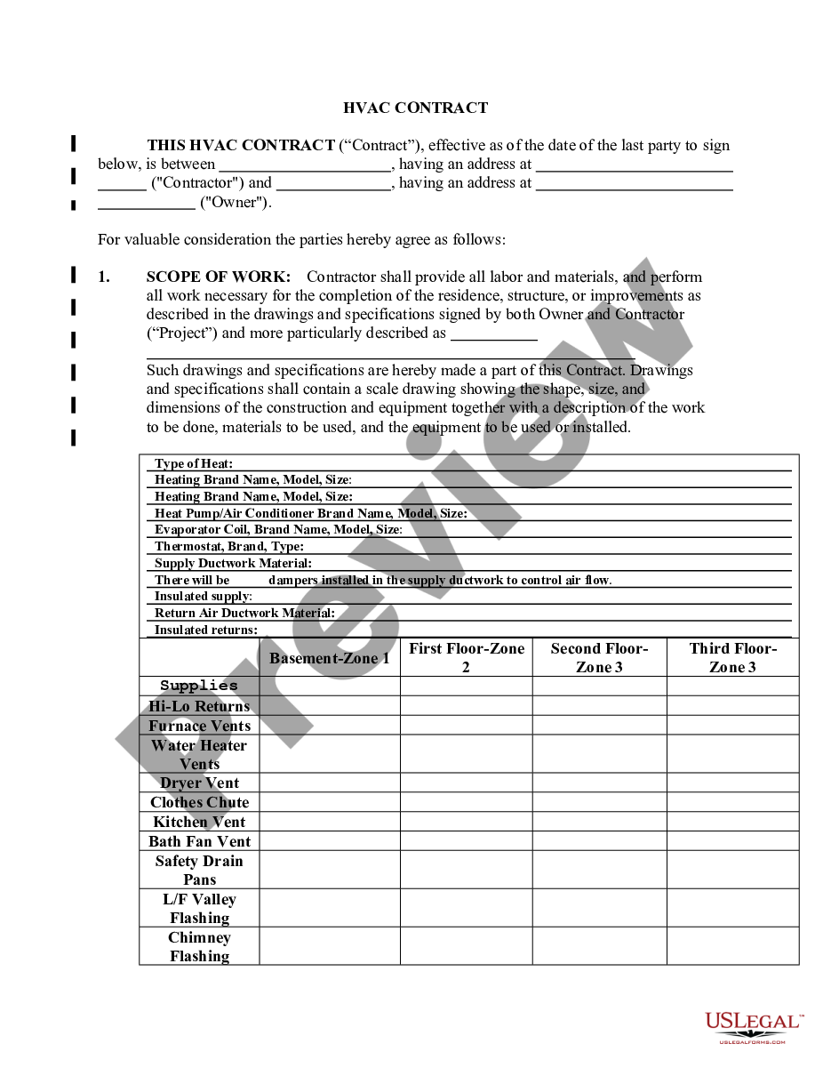 page 0 HVAC Contract for Contractor preview