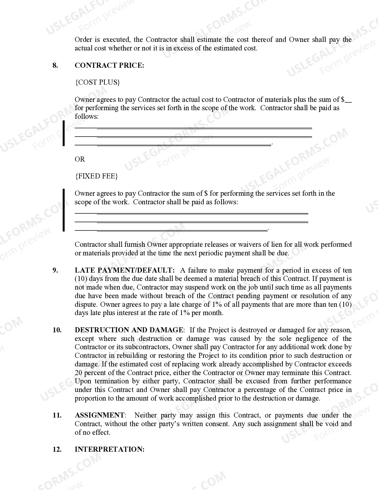 Preview HVAC Contract for Contractor