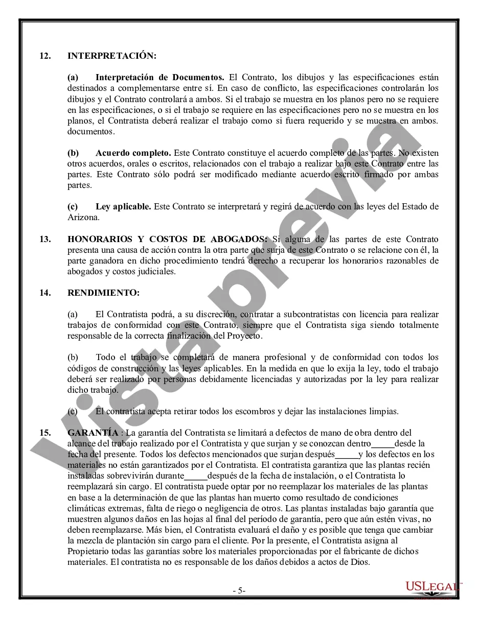 Preview Contrato de paisajismo para contratista