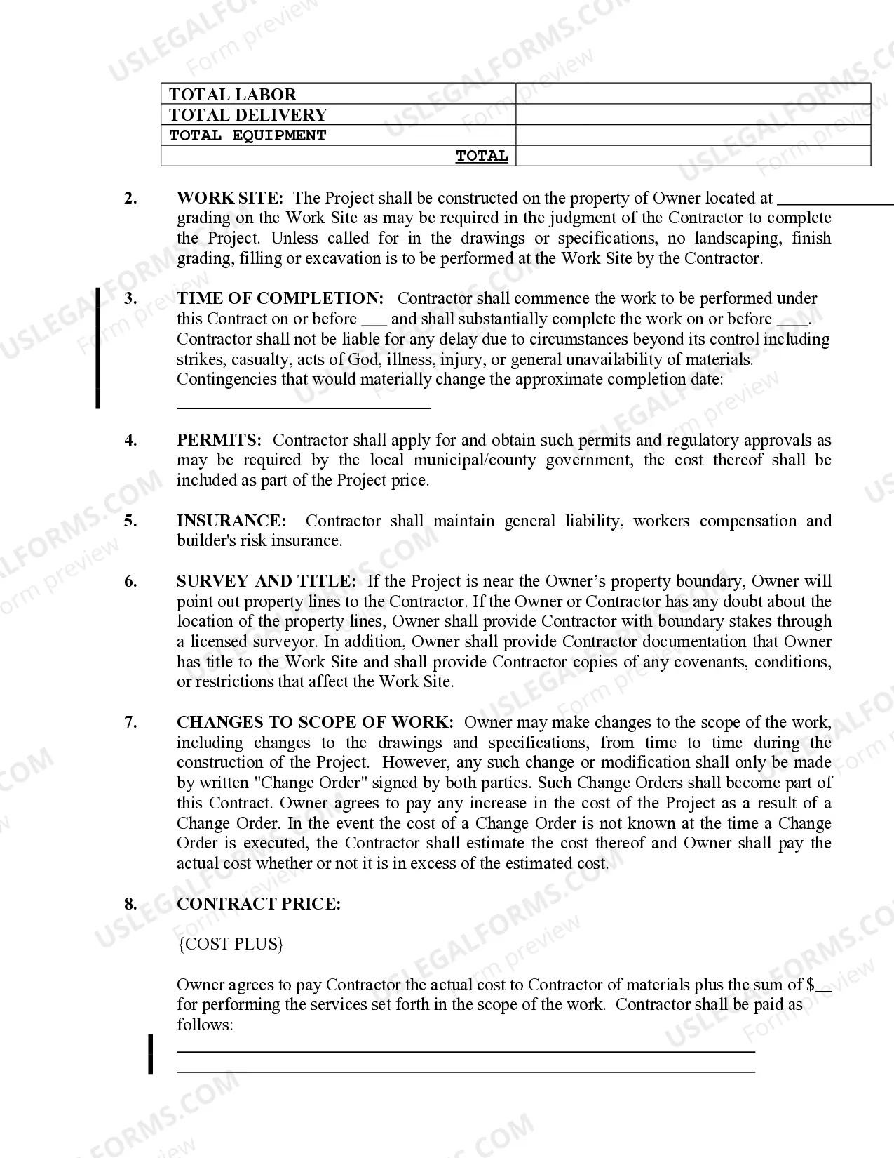 Preview Landscape Contract for Contractor