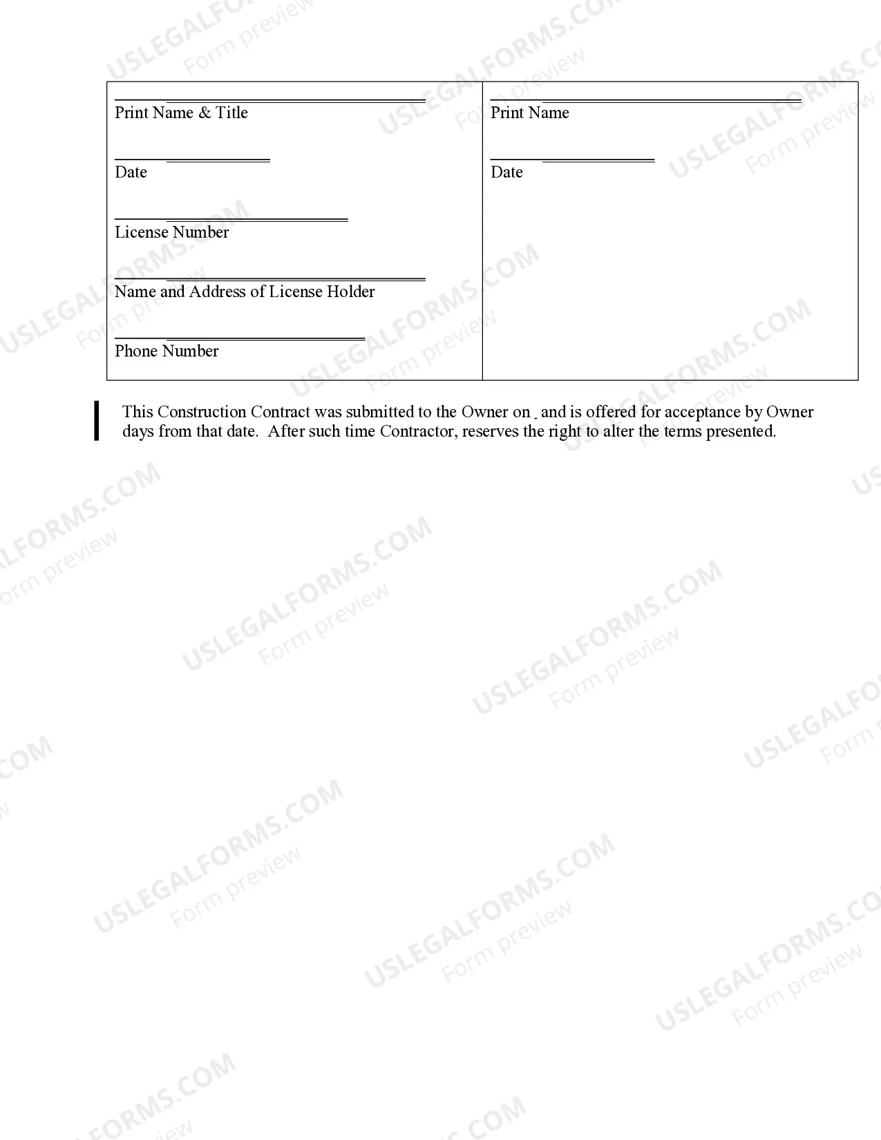 Preview Landscape Contract for Contractor
