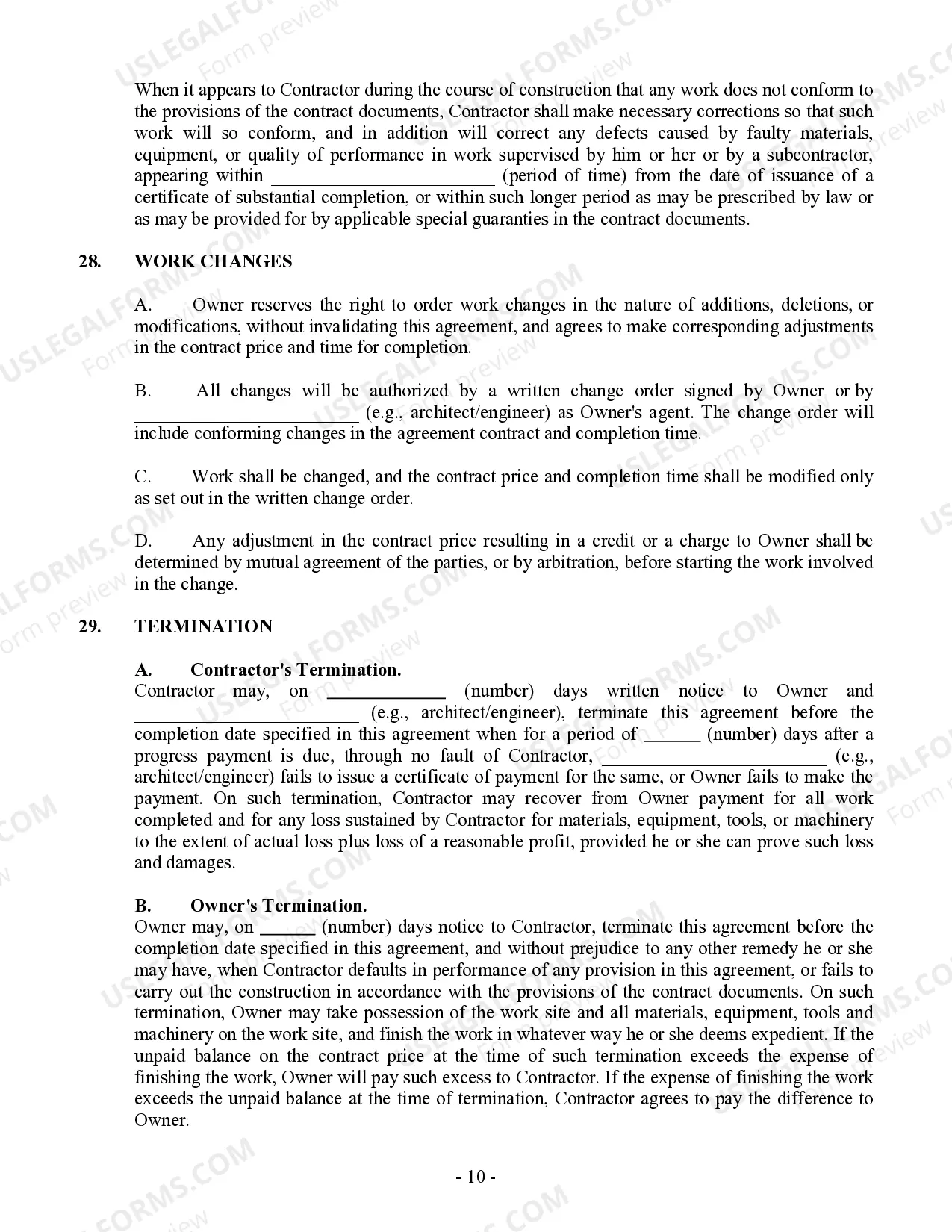 Preview Commercial Contract for Contractor