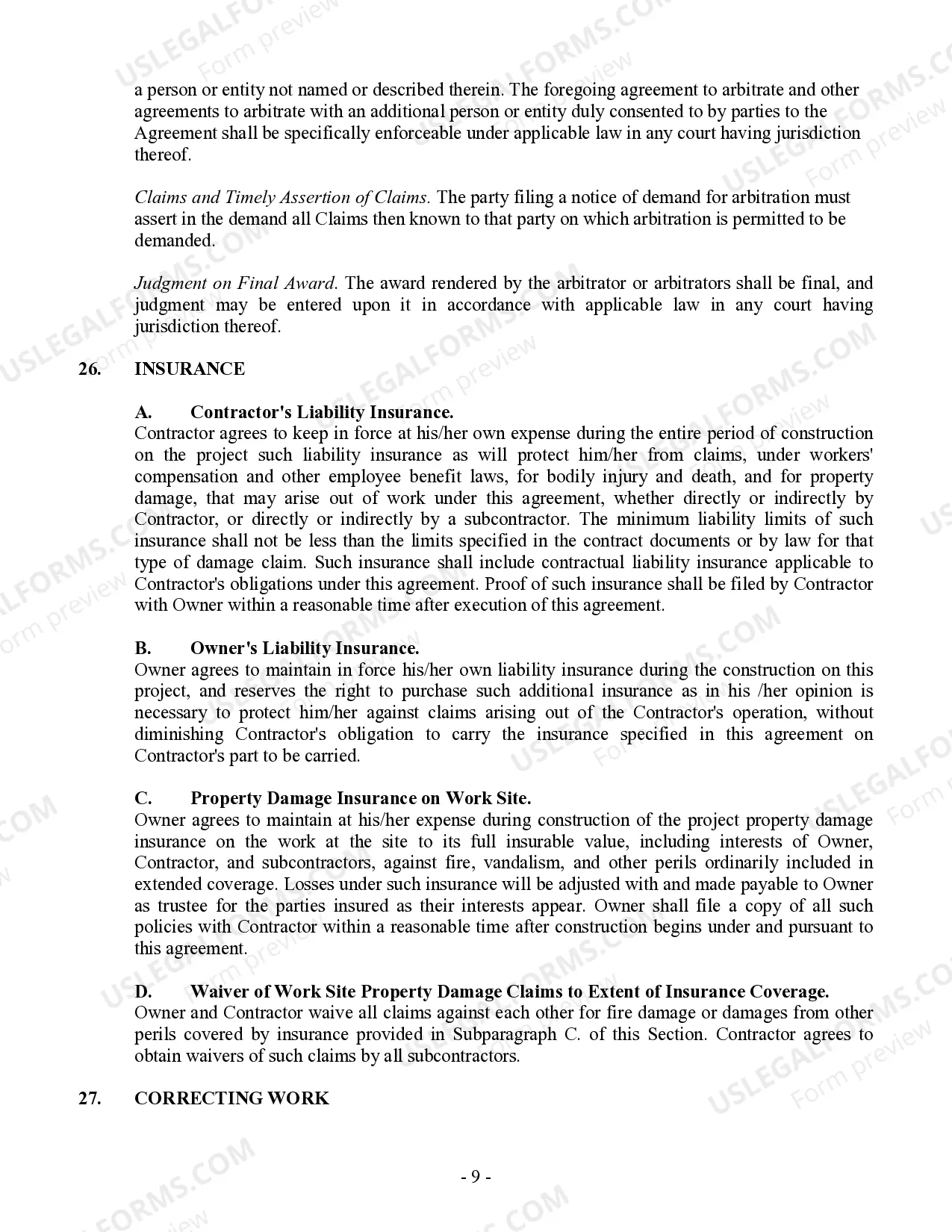 Preview Commercial Contract for Contractor