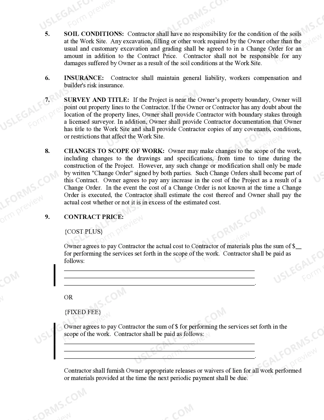 Preview Renovation Contract for Contractor