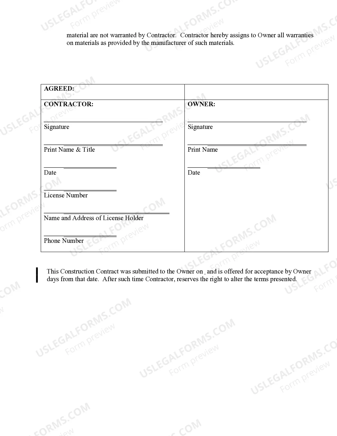 Preview Demolition Contract for Contractor