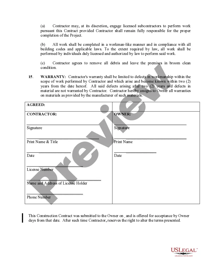 Preview Insulation Contract for Contractor