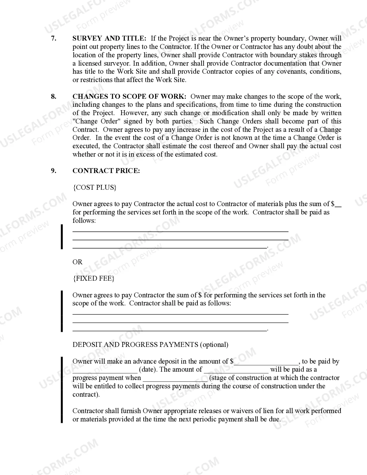Preview Paving Contract for Contractor