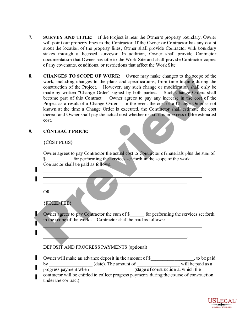 page 1 Site Work Contract for Contractor preview