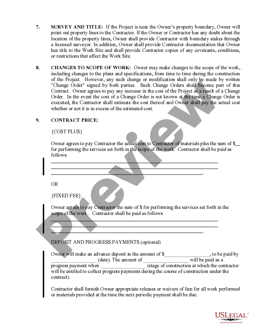 Preview Site Work Contract for Contractor