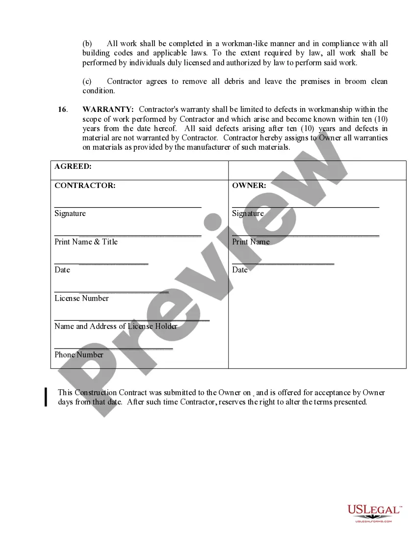 Preview Site Work Contract for Contractor