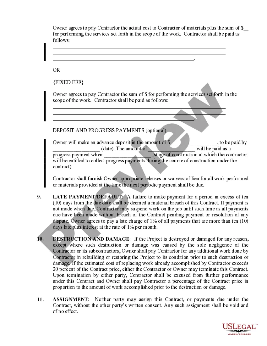 Preview Siding Contract for Contractor