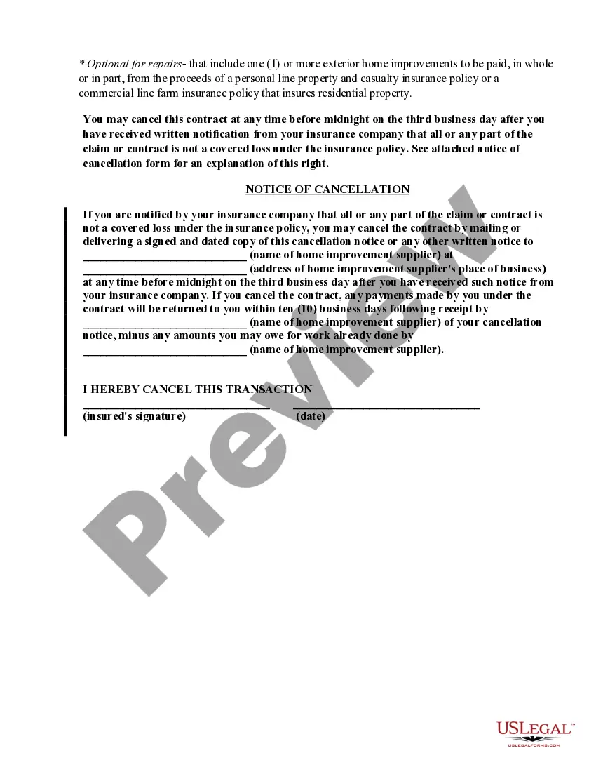 Preview Siding Contract for Contractor