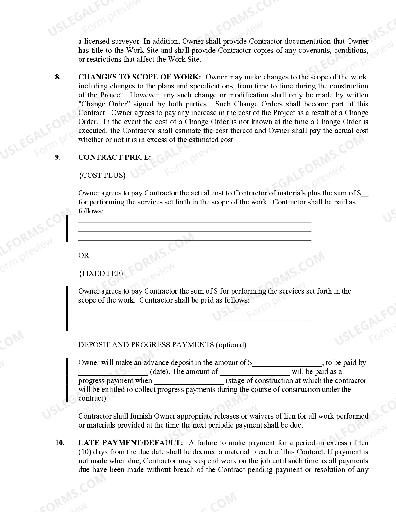 Preview Drainage Contract for Contractor
