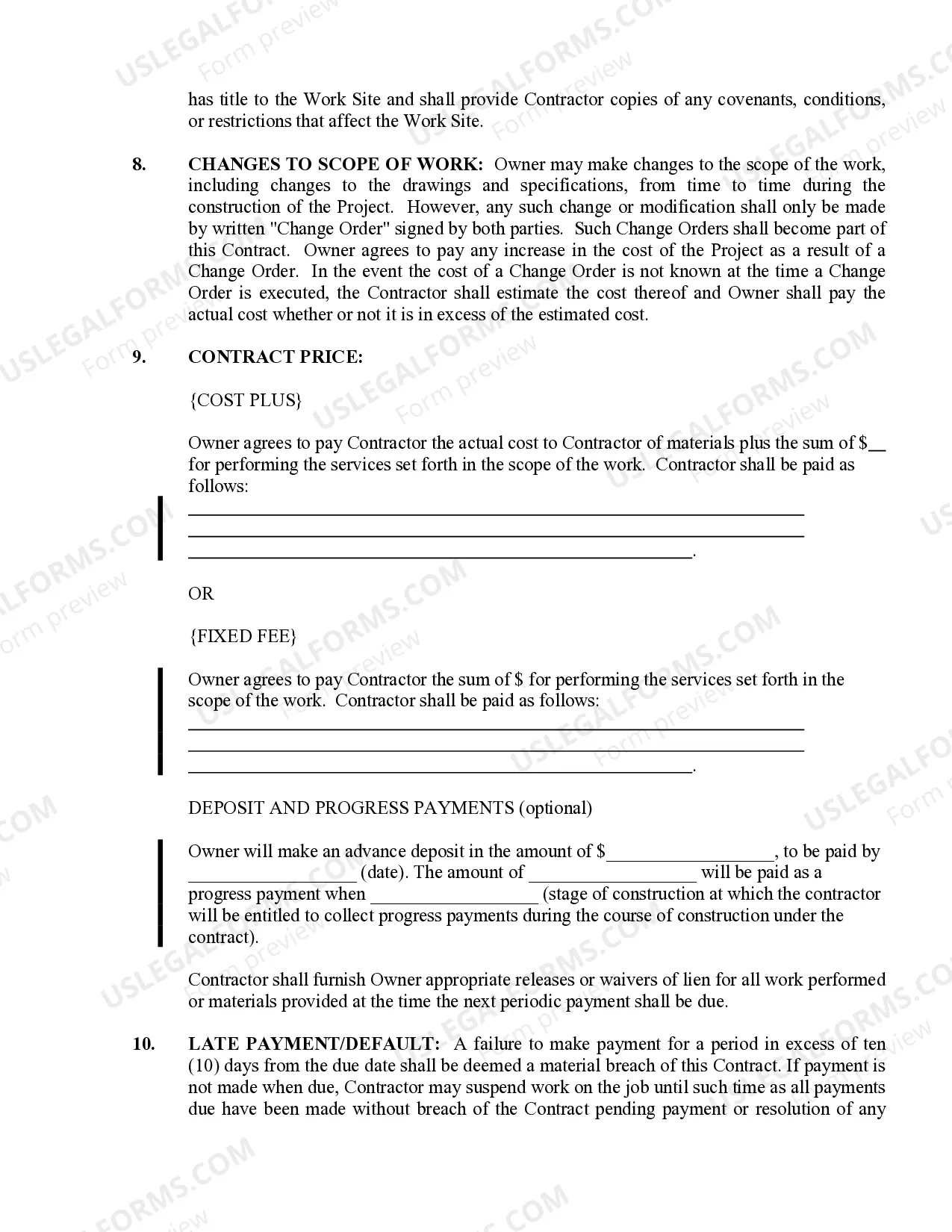 Preview Plumbing Contract for Contractor