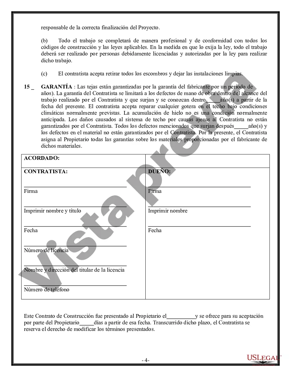 Preview Contrato de techado para contratista