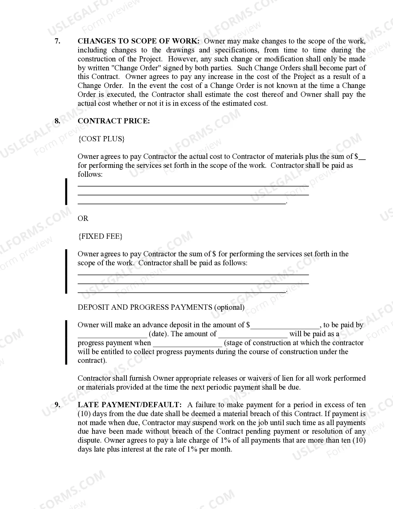 Preview Roofing Contract for Contractor