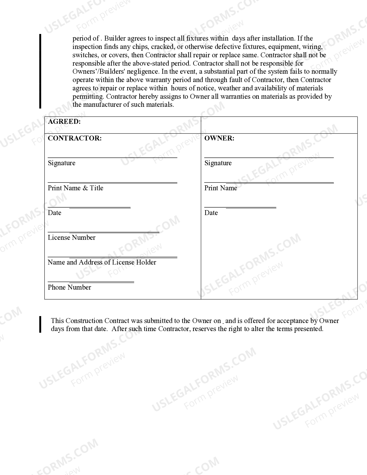 Indiana Electrical Contract For Contractor US Legal Forms
