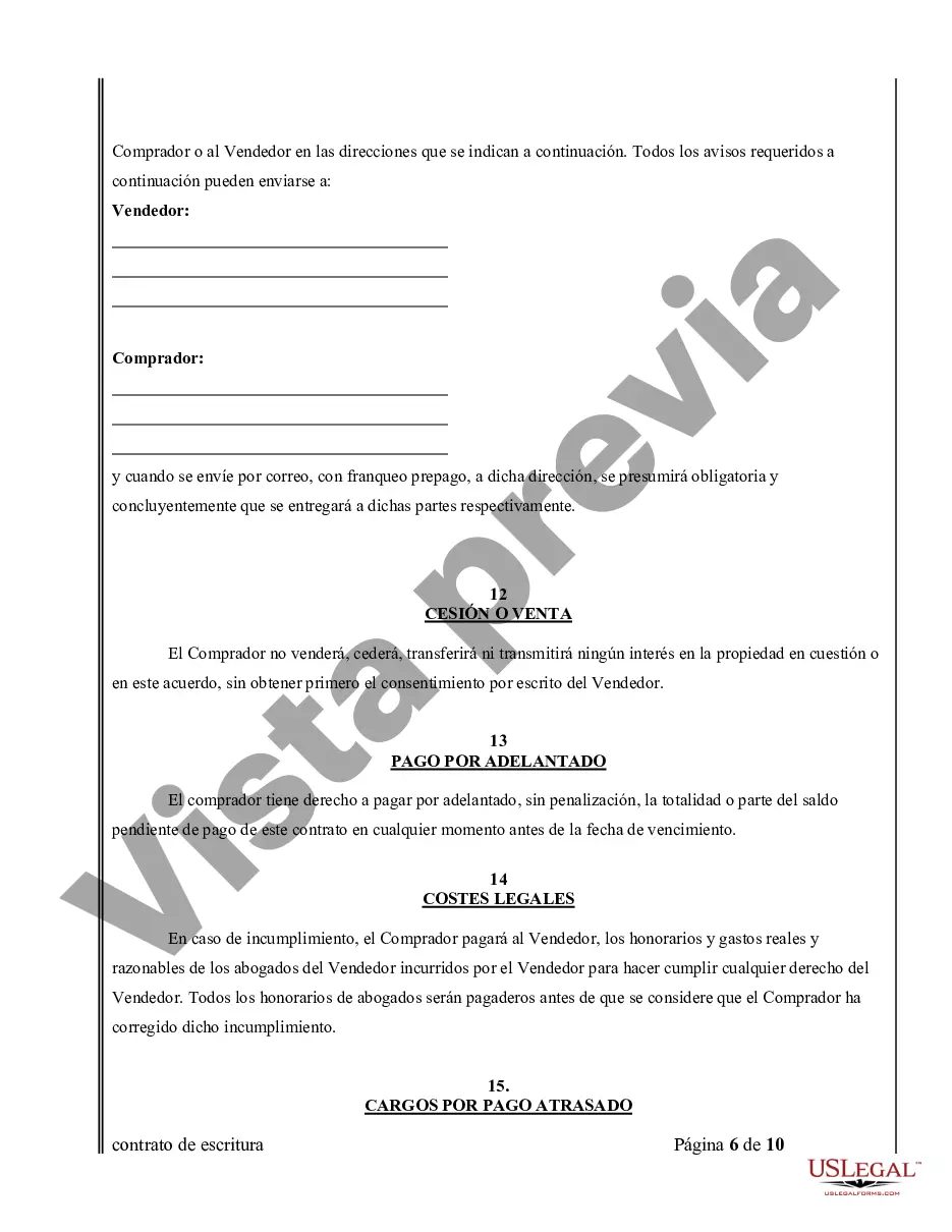 Preview Acuerdo o Contrato de Escritura de Venta y Compra de Bienes Raíces a/k/a Terreno o Contrato de Ejecución