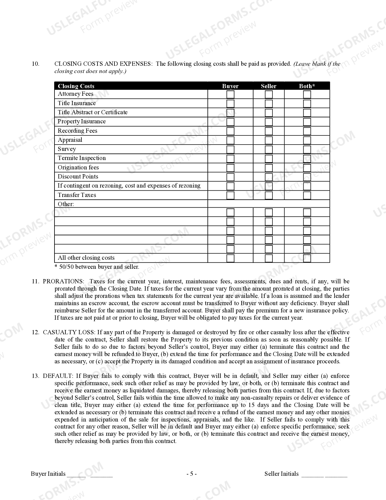 Indiana Contract for Sale and Purchase of Real Estate with No Broker for Residential Home Sale