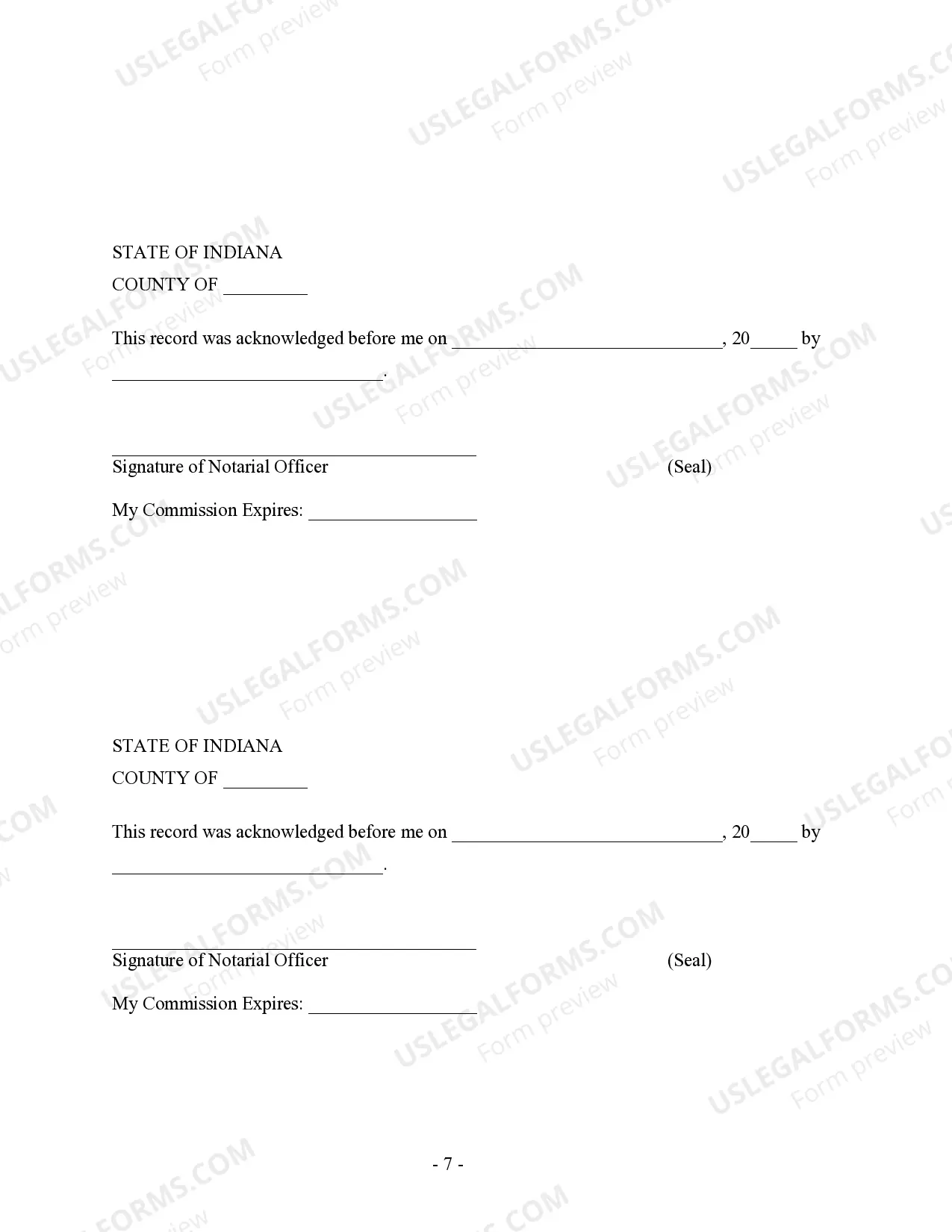 Preview Indiana Prenuptial Premarital Agreement without Financial Statements