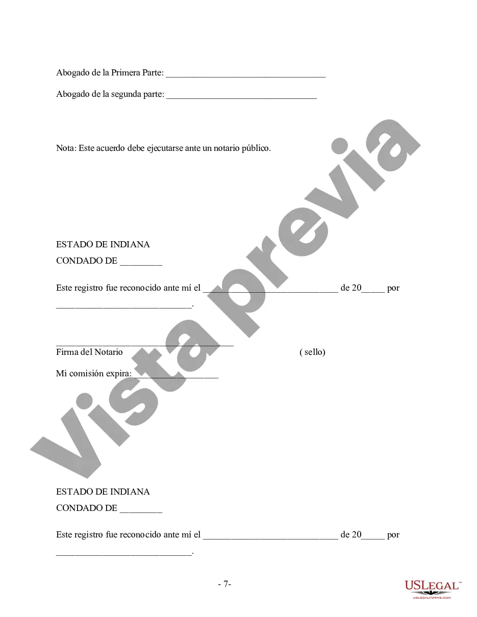 Preview Acuerdo Prematrimonial Prenupcial de Indiana - Ley Uniforme de Acuerdo Prematrimonial - con Estados Financieros