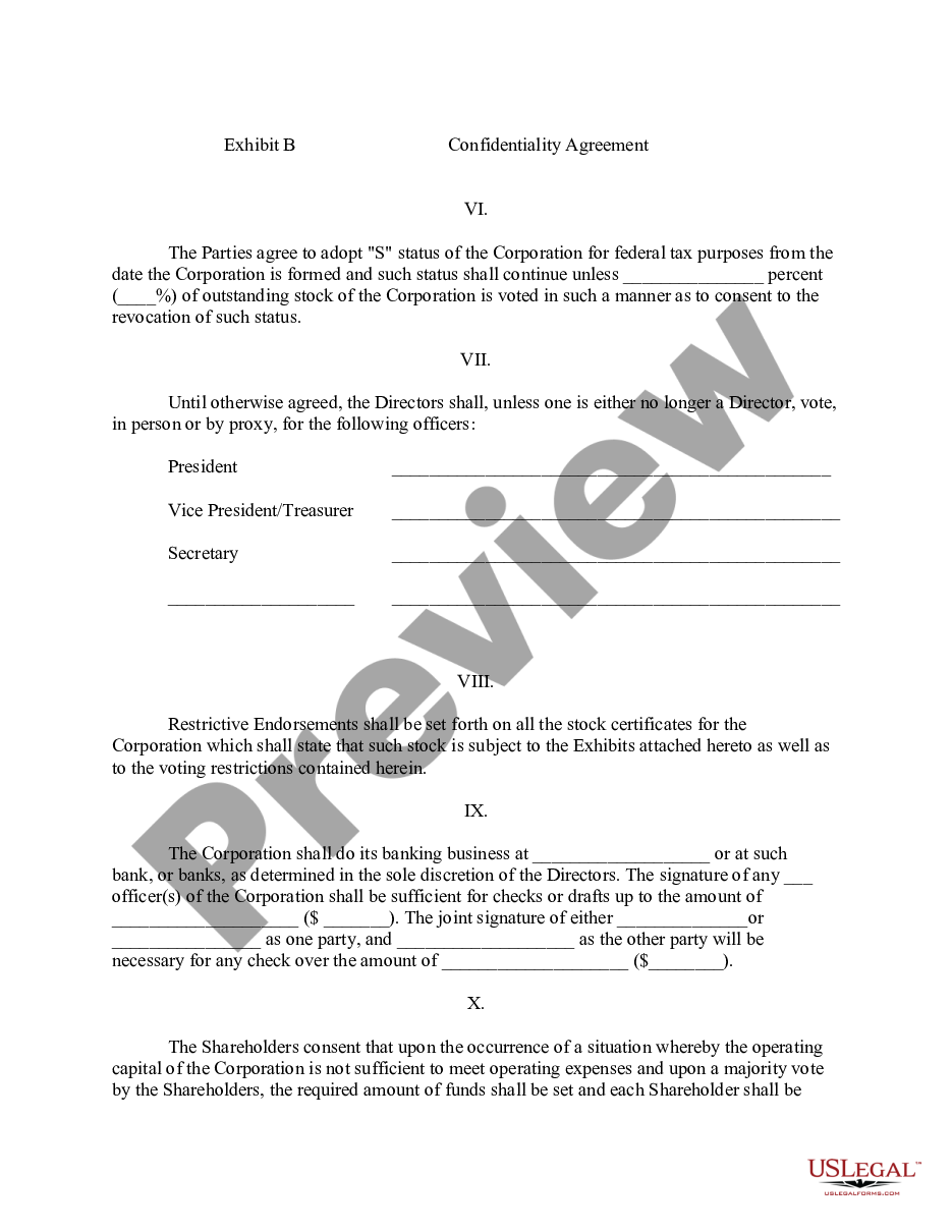 page 3 Indiana Pre-Incorporation Agreement, Shareholders Agreement and Confidentiality Agreement preview