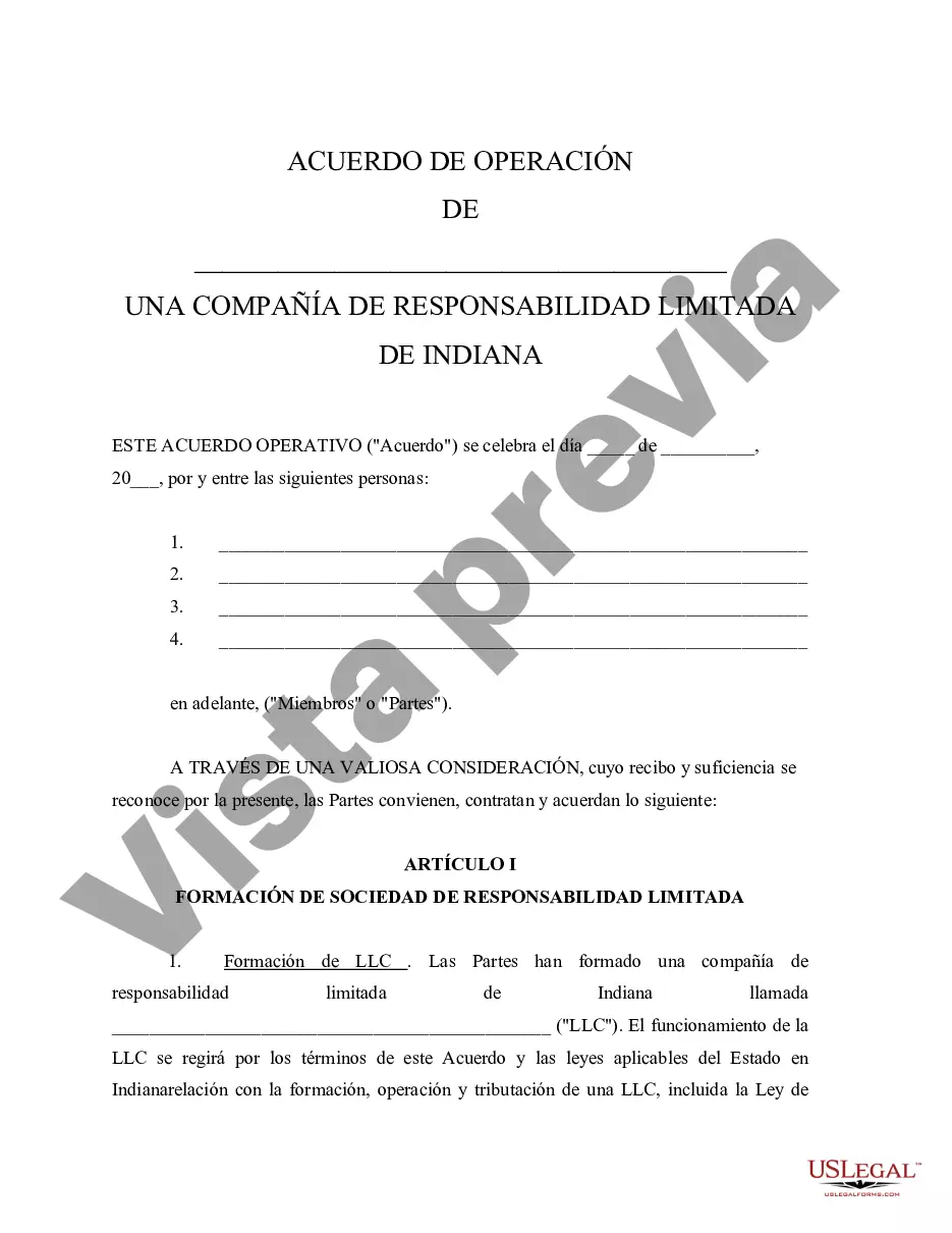 Preview Acuerdo Operativo de Sociedad de Responsabilidad Limitada LLC