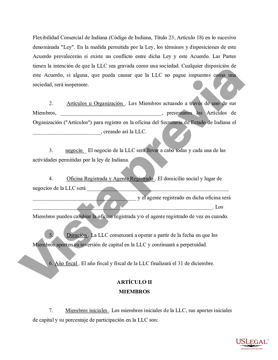Preview Acuerdo Operativo de Sociedad de Responsabilidad Limitada LLC