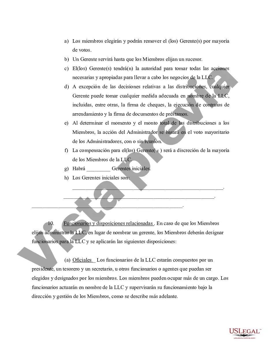 Preview Acuerdo Operativo de Sociedad de Responsabilidad Limitada LLC