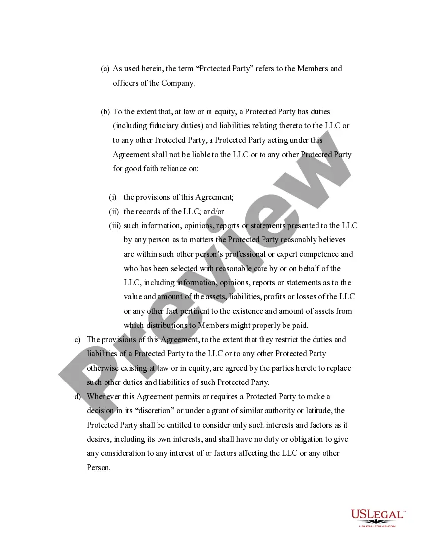 Preview Limited Liability Company LLC Operating Agreement