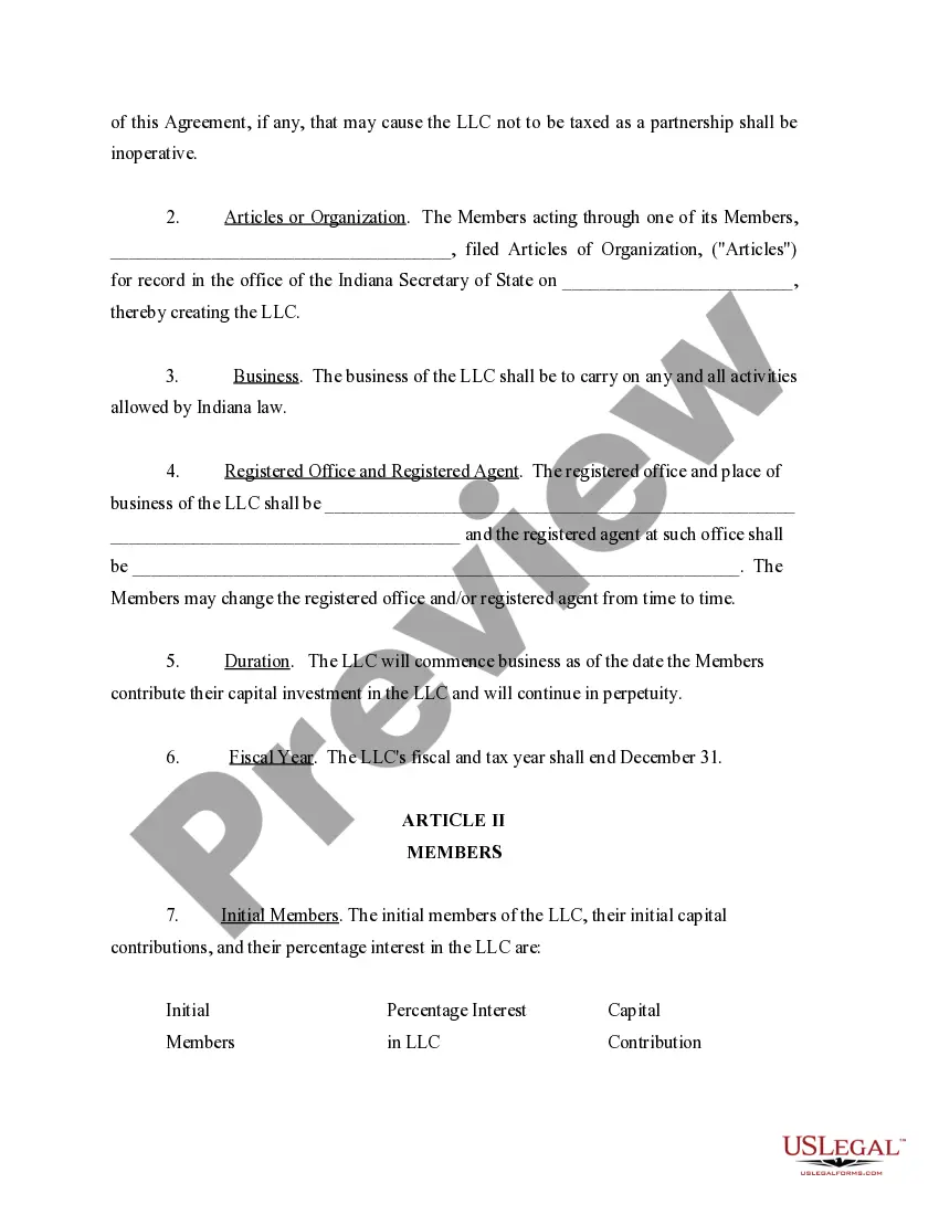 Preview Limited Liability Company LLC Operating Agreement