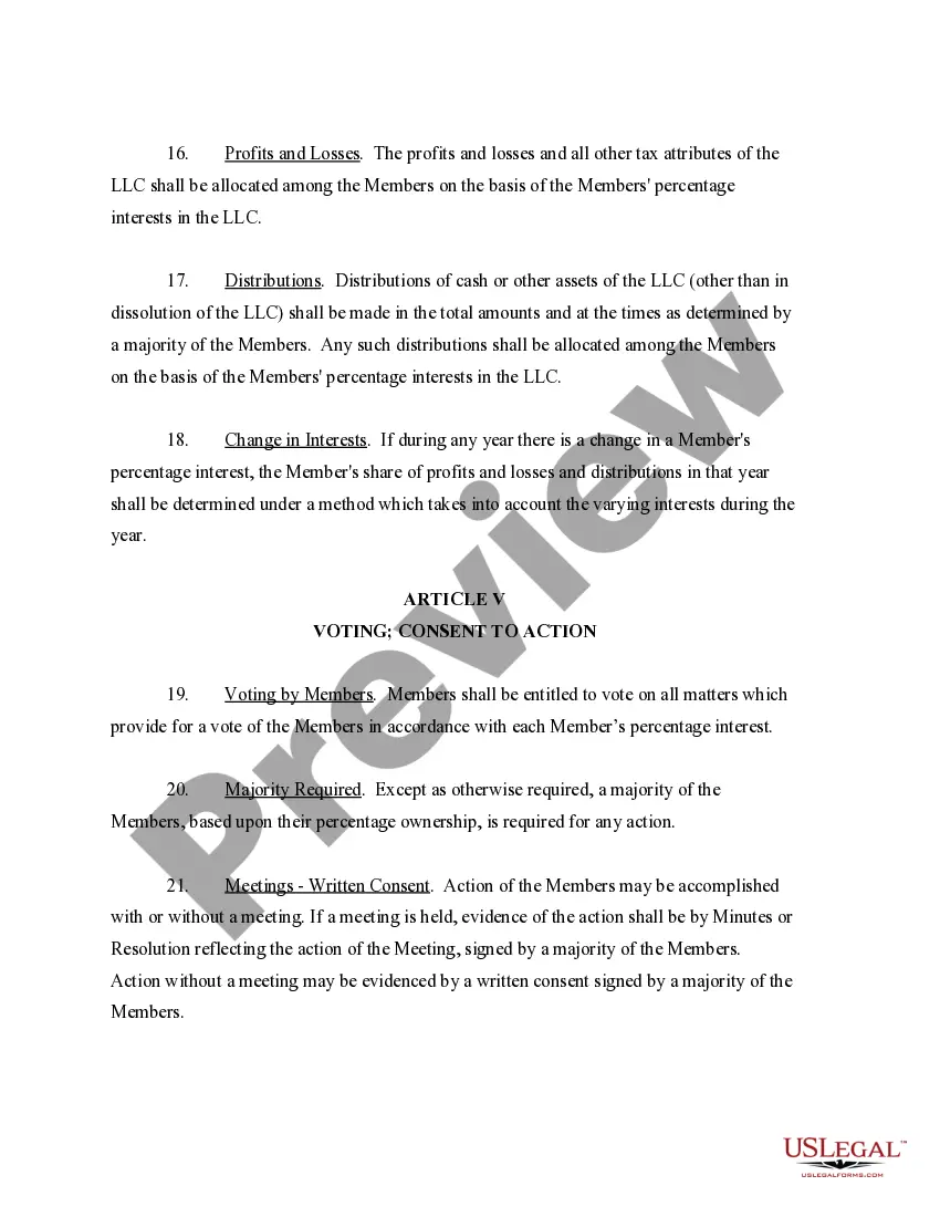 Preview Limited Liability Company LLC Operating Agreement