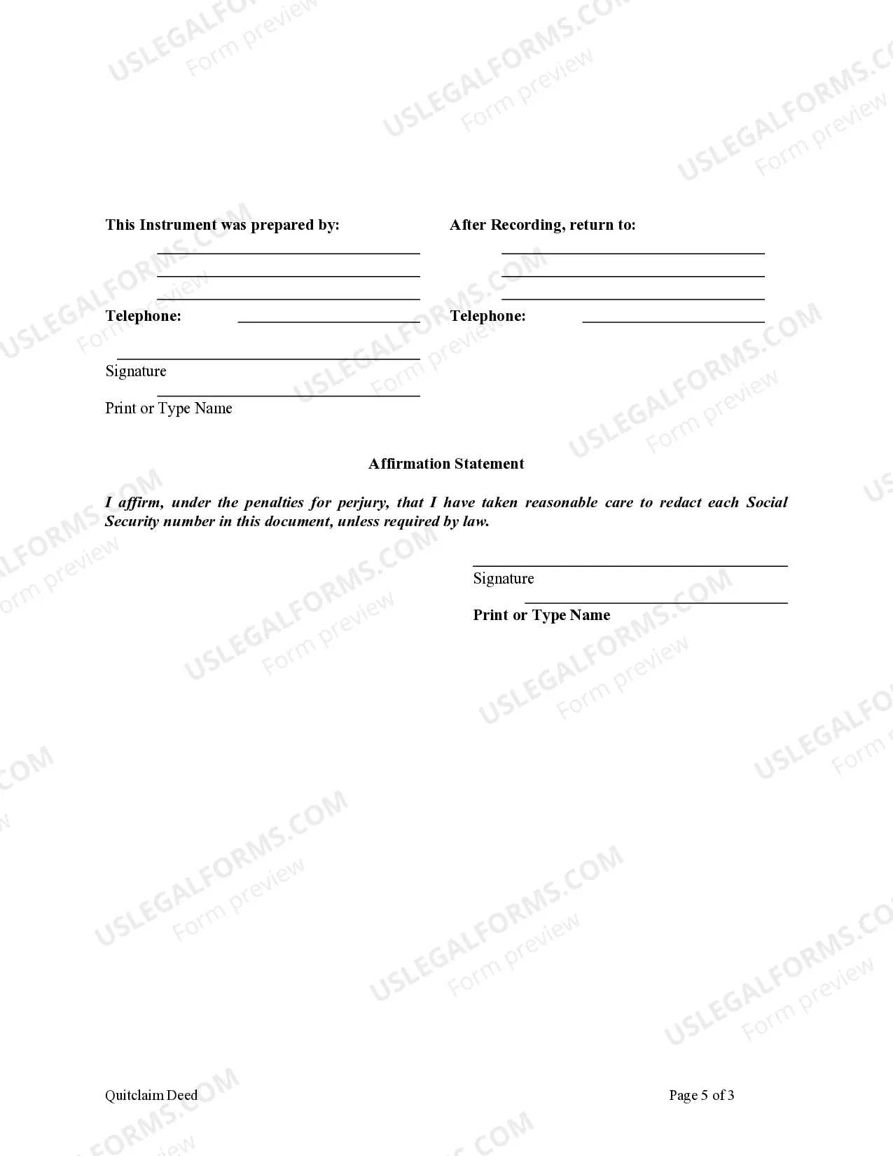 Preview Quitclaim Deed from Individual to Husband and Wife