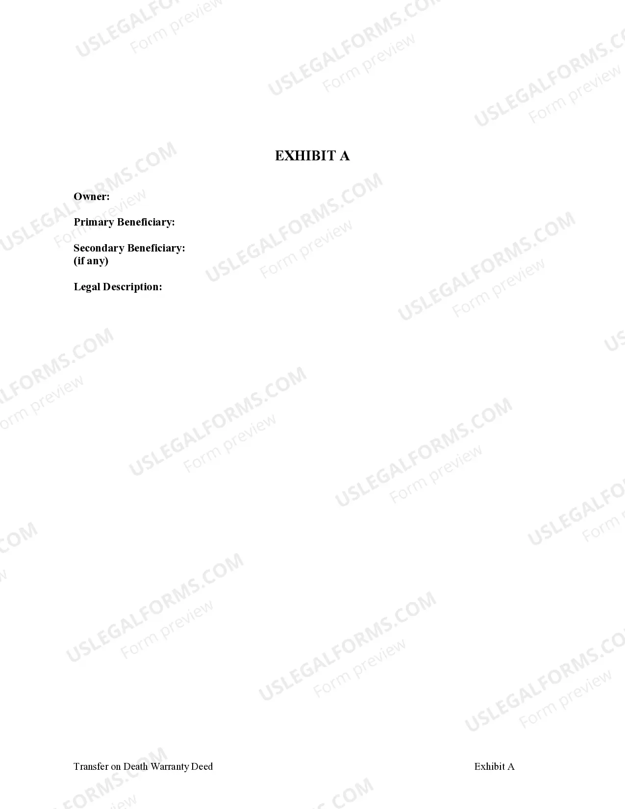 Preview Beneficiary Transfer on Death Warranty Deed from Individual to Individual