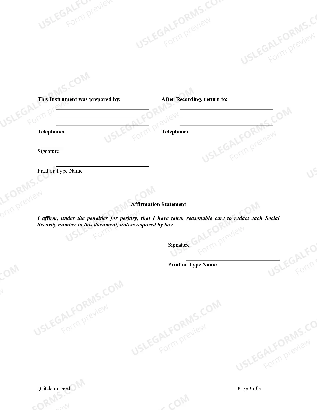 Preview Quitclaim Deed from Corporation to Husband and Wife