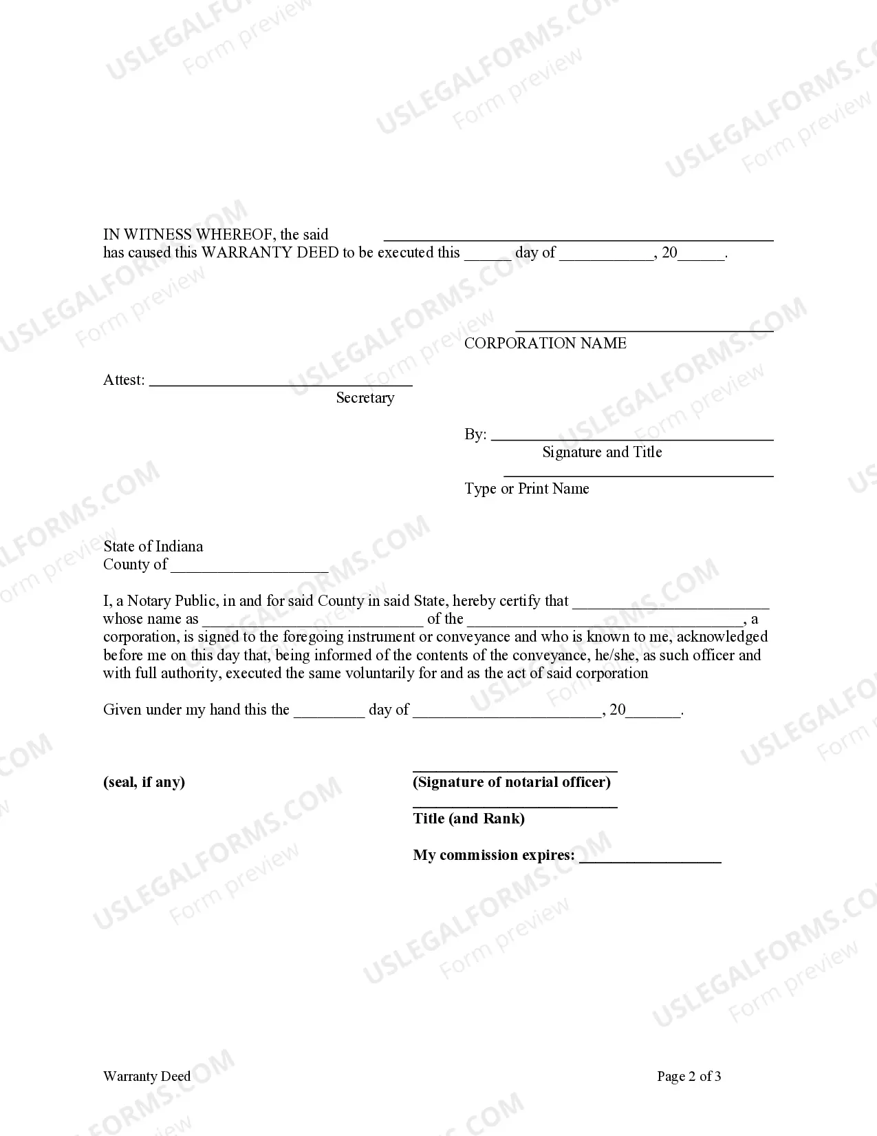 Preview Warranty Deed from Corporation to Husband and Wife