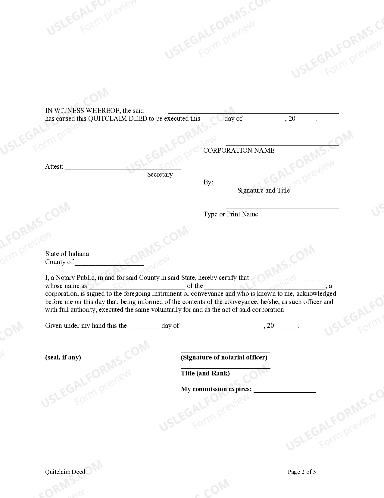 Preview Quitclaim Deed from Corporation to Individual